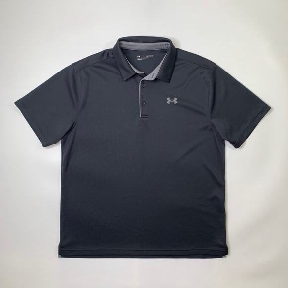 Under Armour Polo Shirt Mens XL Black Loose Tech Moisture Wick Performance Golf - Picture 2 of 7